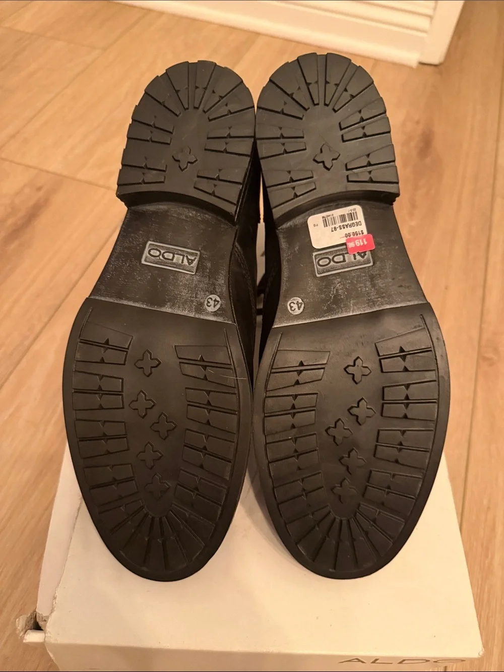 Aldo Black Lace-Up Leather Ankle Boots